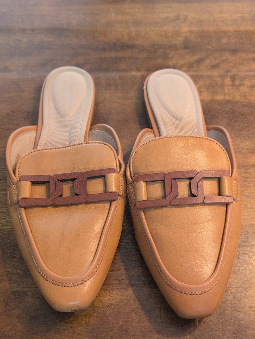 Rockport Tan Slip-On Loafers with Orange Accents